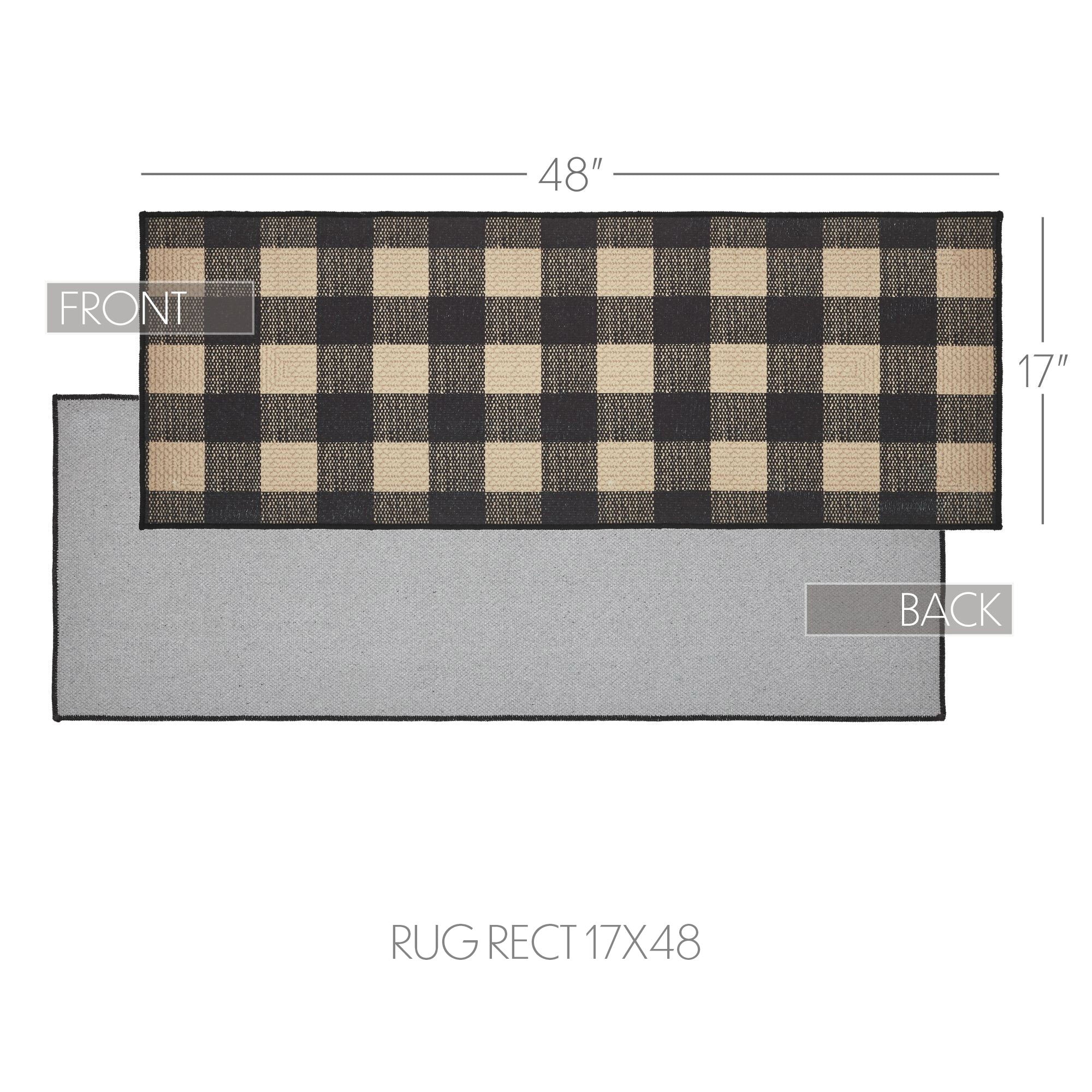Black Check Indoor/Outdoor Rug Rect 17x48 SpadezStore