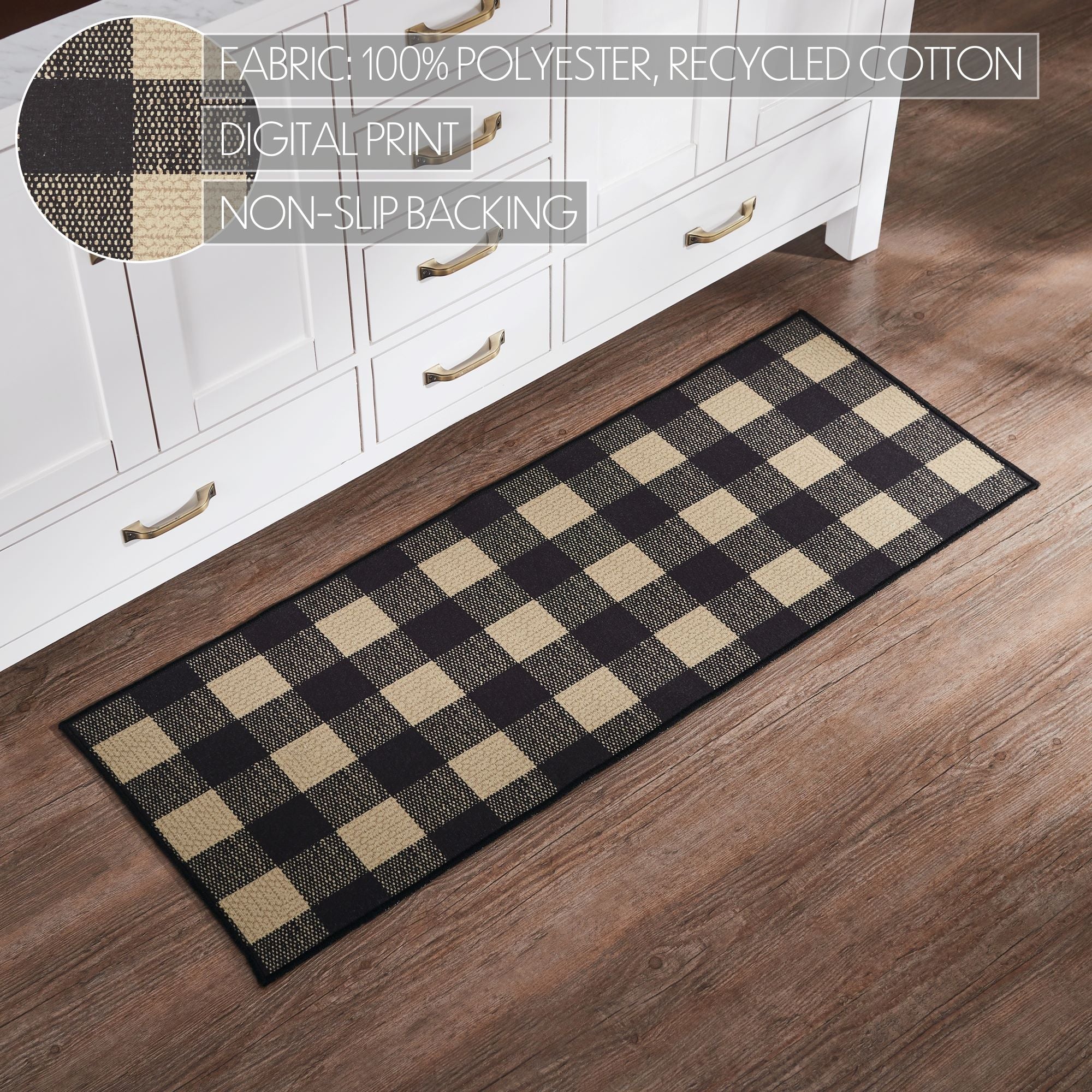 Black Check Indoor/Outdoor Rug Rect 17x48 SpadezStore