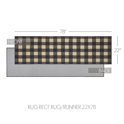 Black Check Indoor/Outdoor Rug/Runner Rect 22x78 SpadezStore
