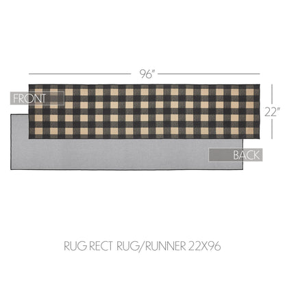 Black Check Indoor/Outdoor Rug/Runner Rect 22x96 SpadezStore