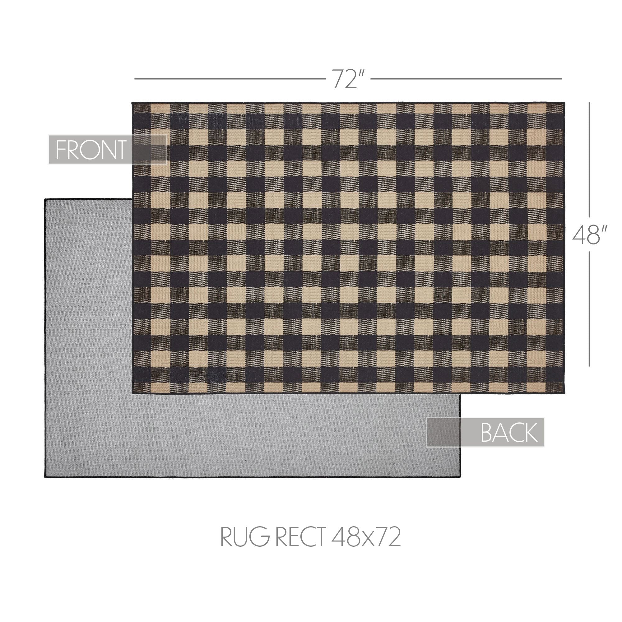 Black Check Indoor/Outdoor Rug Rect 48x72 SpadezStore