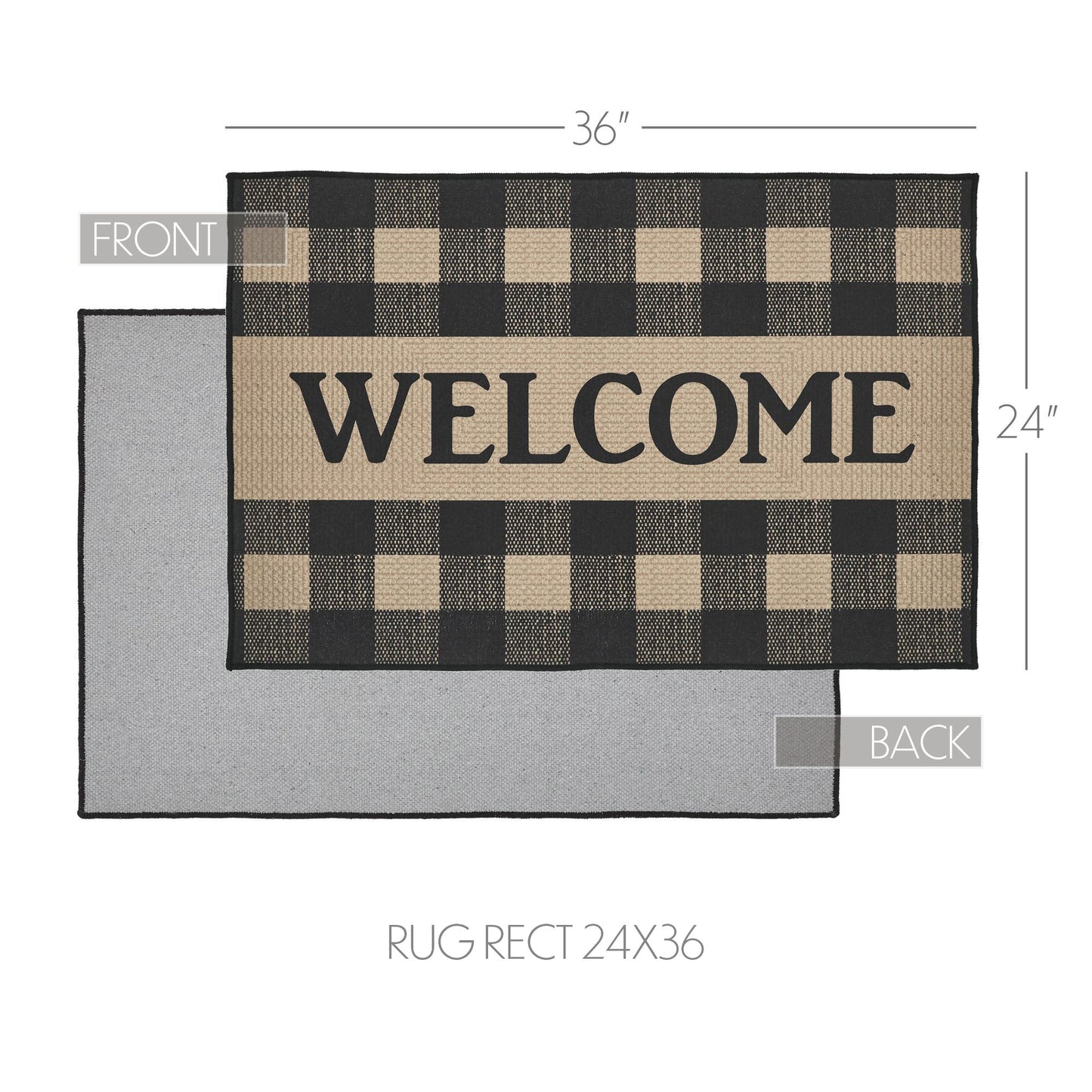 Black Check Welcome Indoor/Outdoor Rug Rect 24x36 SpadezStore
