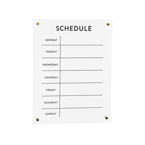 Acrylic Dry Erase Weekly Calendar 19"H SpadezStore