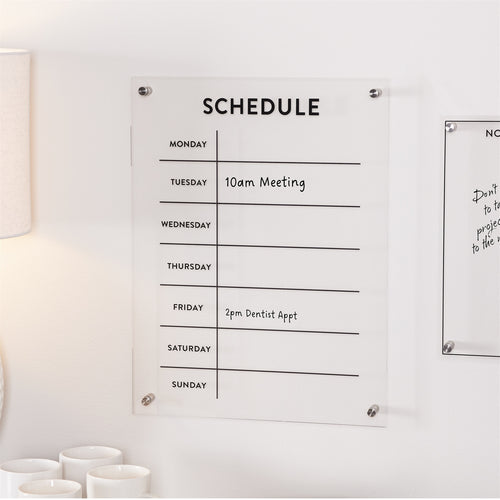 Acrylic Dry Erase Weekly Calendar 19"H SpadezStore