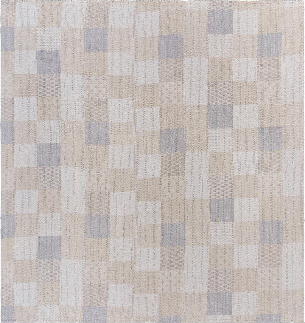 Cream Knitted Cotton Geometric Throw SpadezStore