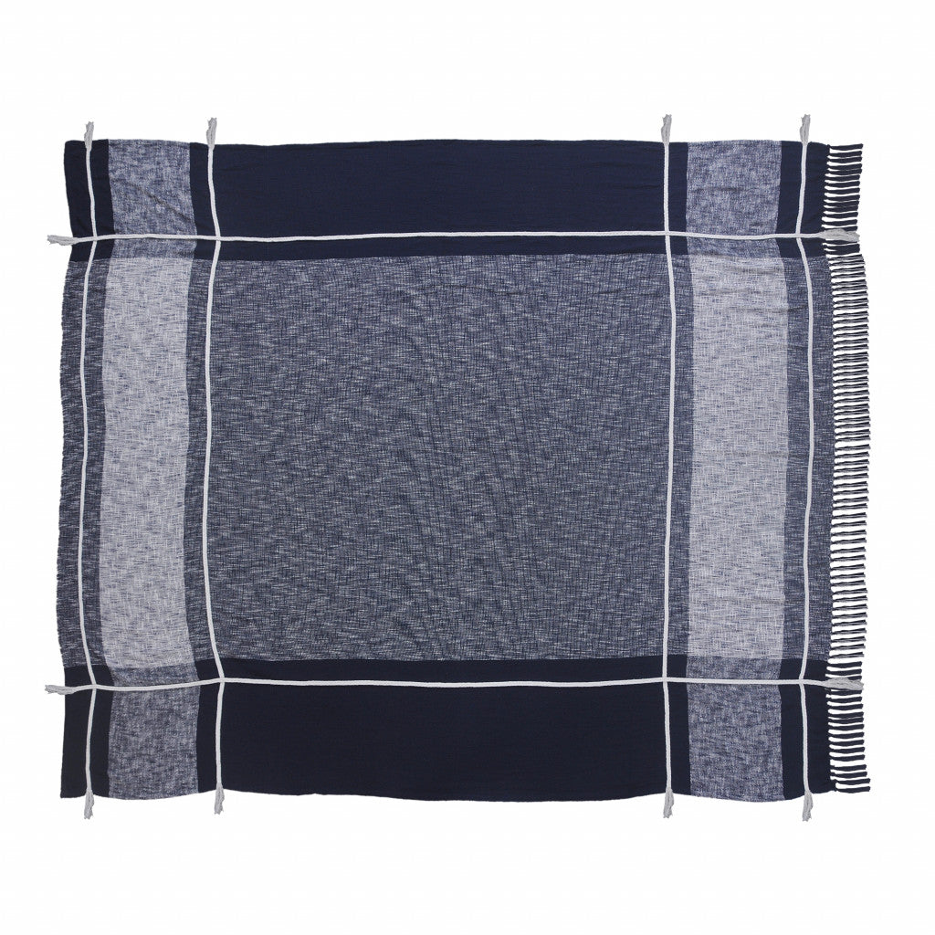 Blue Woven Cotton Geometric Throw SpadezStore