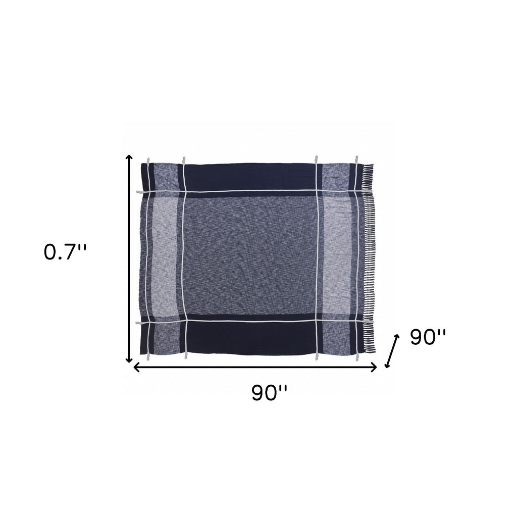 Blue Woven Cotton Geometric Throw SpadezStore