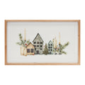 Wood Framed Winter Village Mantlescape Print 19"L SpadezStore