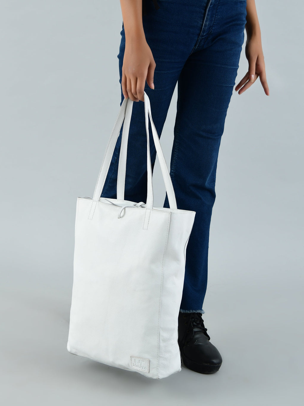 Classy Leather Bags White Leather Shoulder Tote Bag SpadezStore