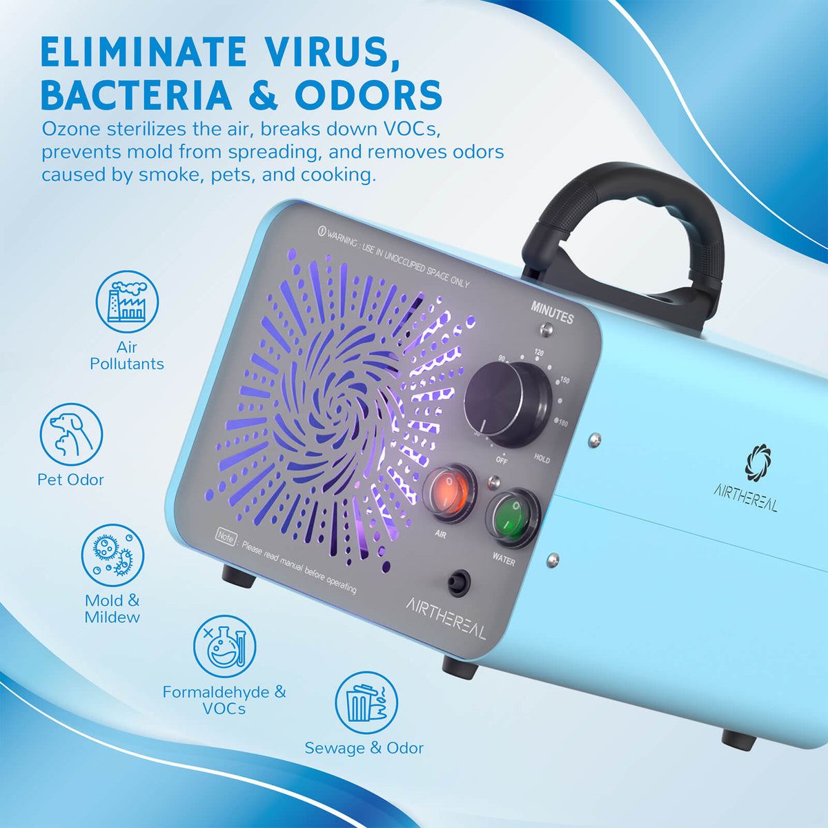 Airthereal MA25L Dual-Mode Ozone Generator for Air & Water