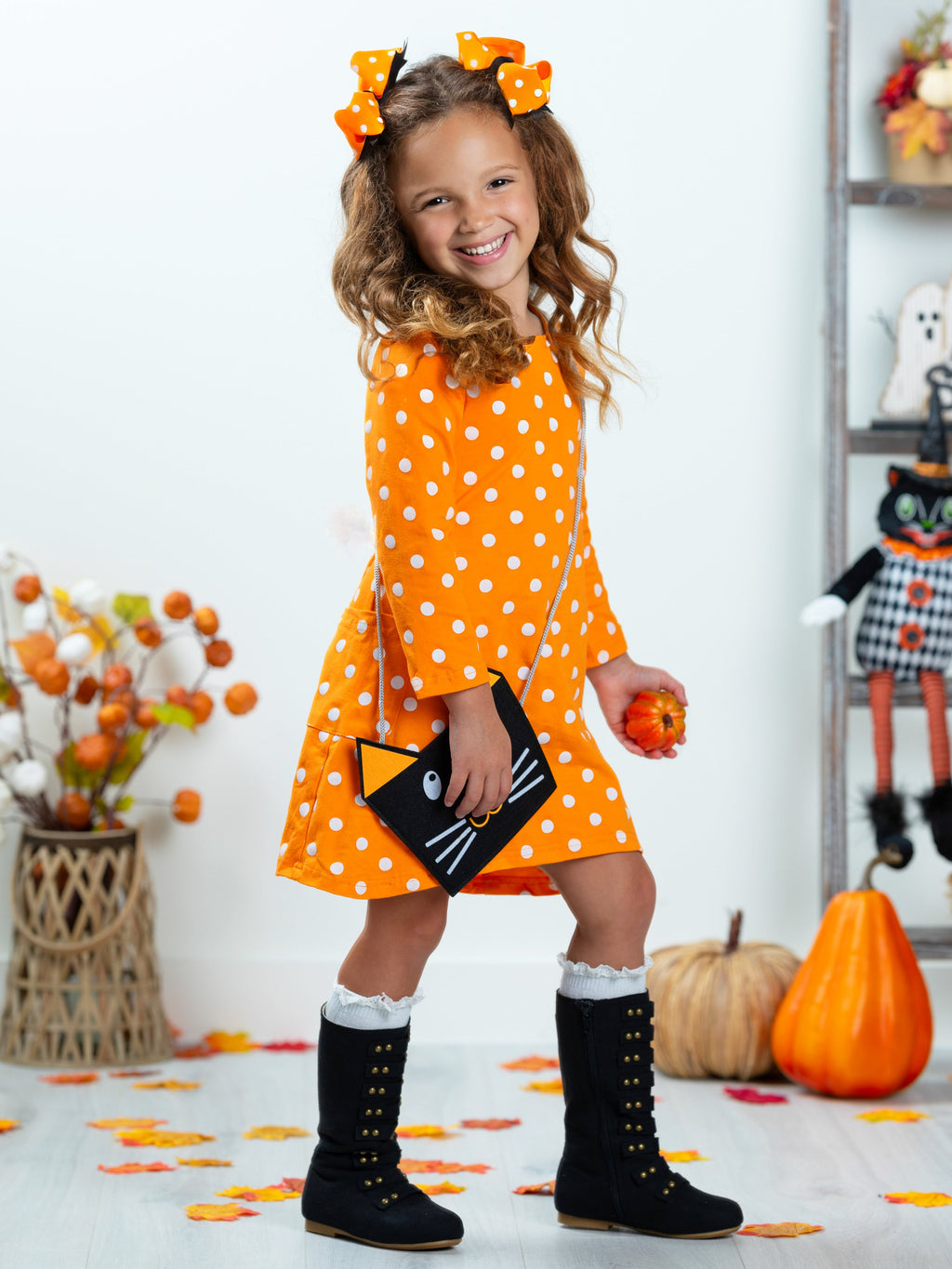 Mia Belle Girls Precious Polka Dot Pocket Dress and Purse Set SpadezStore