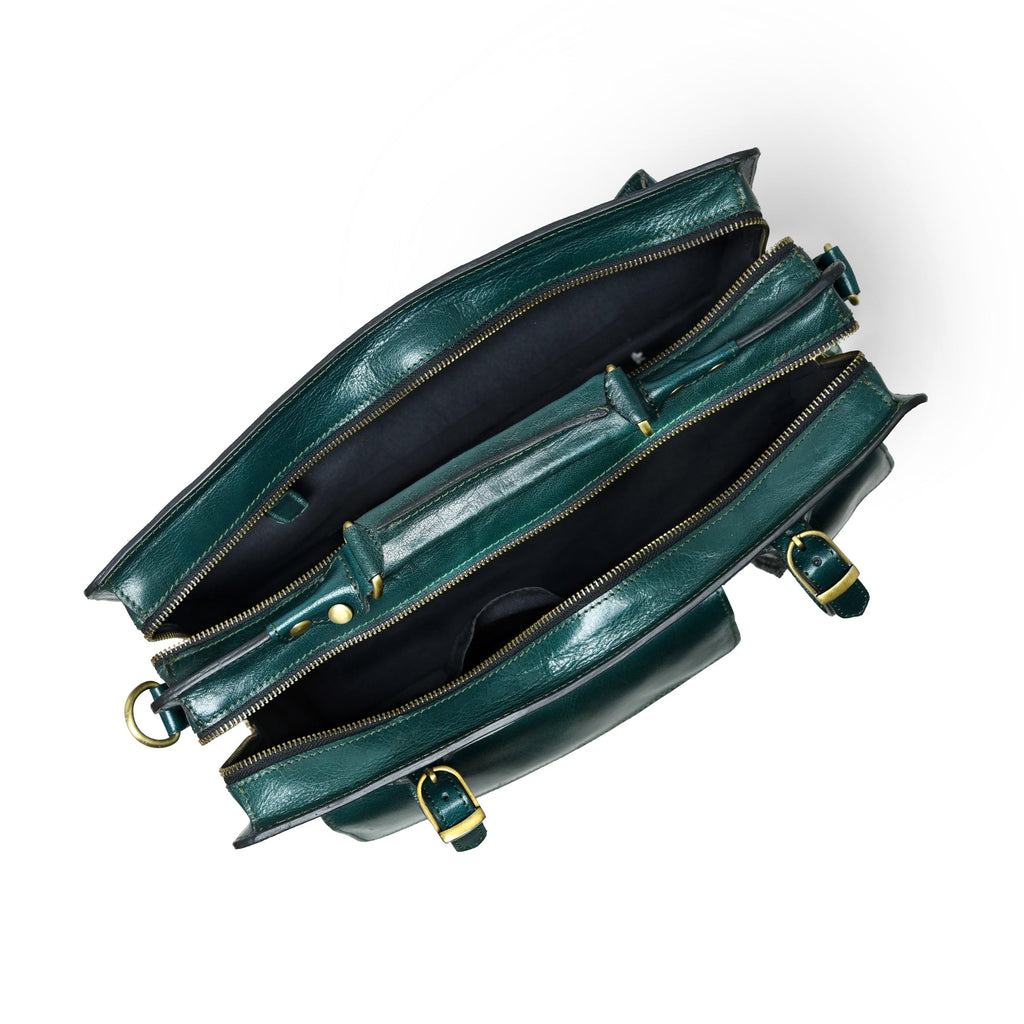 Classy Leather Bags Tuscany Italian Leather Briefcase, Green SpadezStore