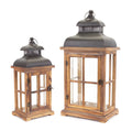 Rustic Wood and Metal Lantern Set of 2 SpadezStore