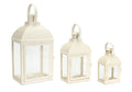 Modern Ivory Metal Lantern Set of 3 SpadezStore