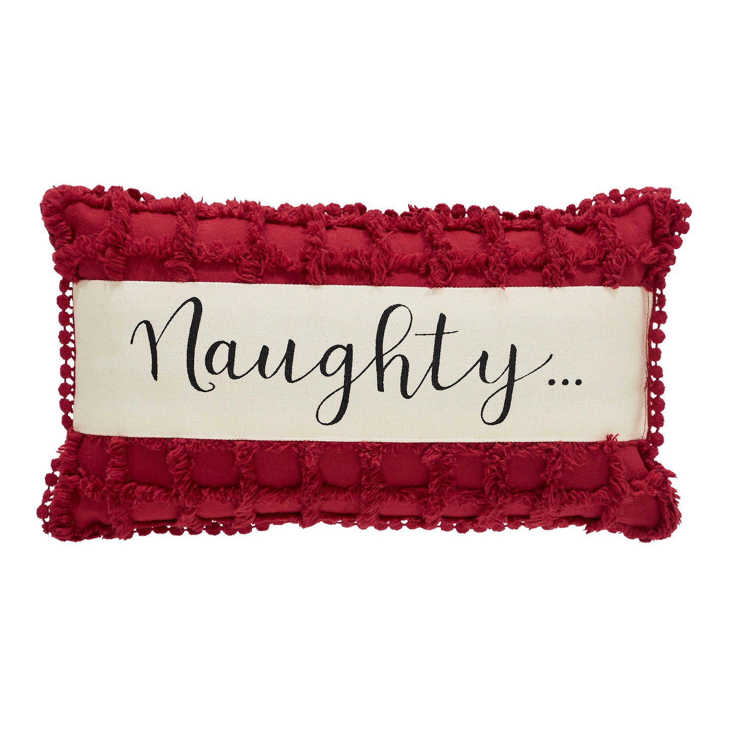 Kringle Chenille Naughty and Nice Pillow 7x13 SpadezStore