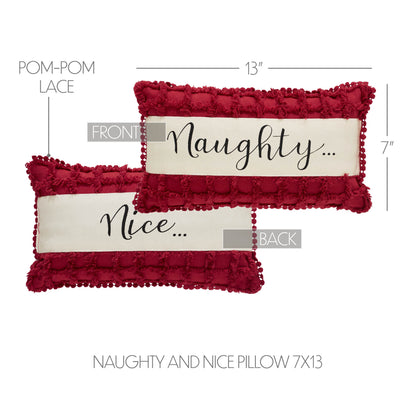 Kringle Chenille Naughty and Nice Pillow 7x13 SpadezStore