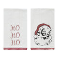 Kringle Chenille Ho Ho Ho White Muslin Tea Towel Set of 2 19x28 SpadezStore