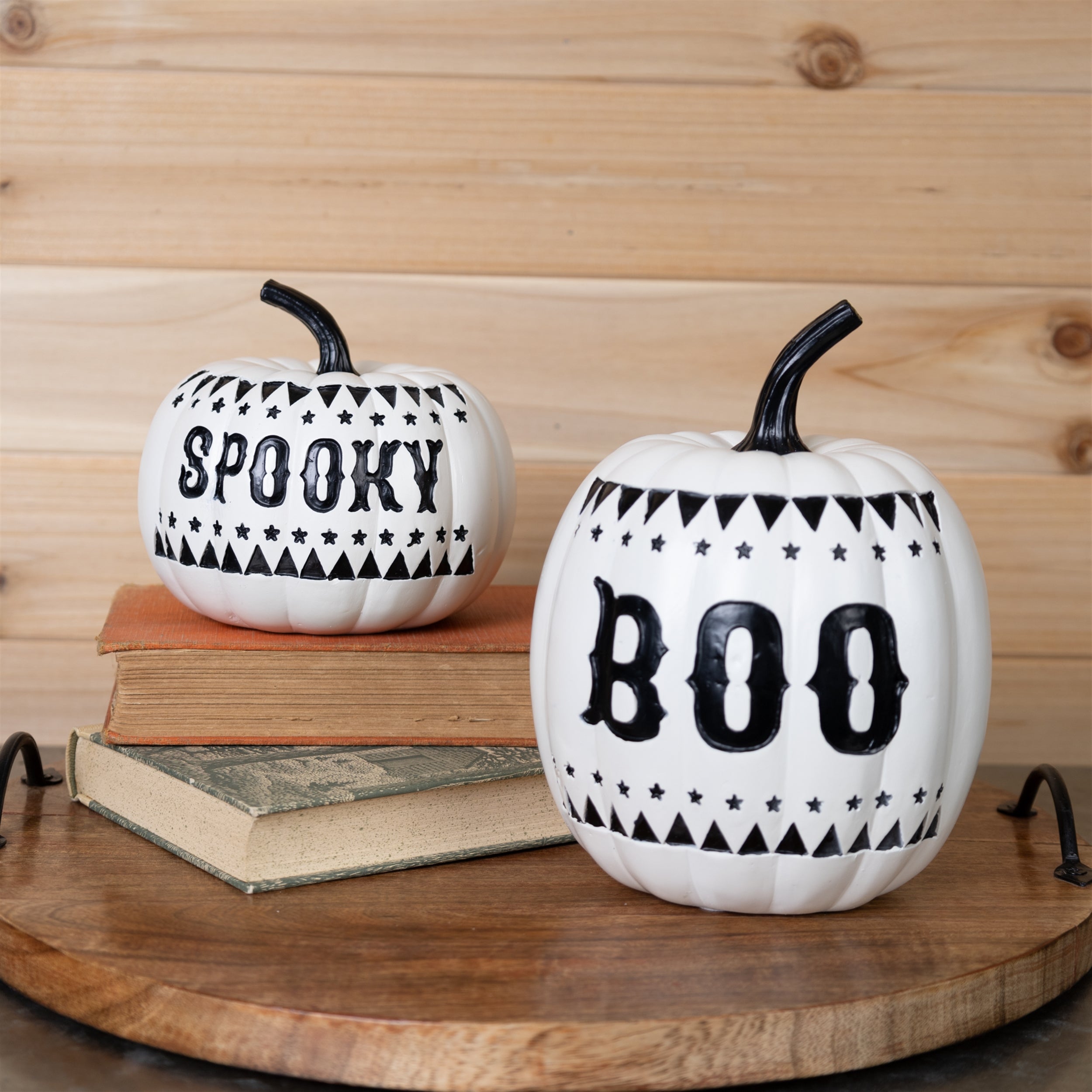 Spooky and Boo Pumpkin Set of 2 SpadezStore