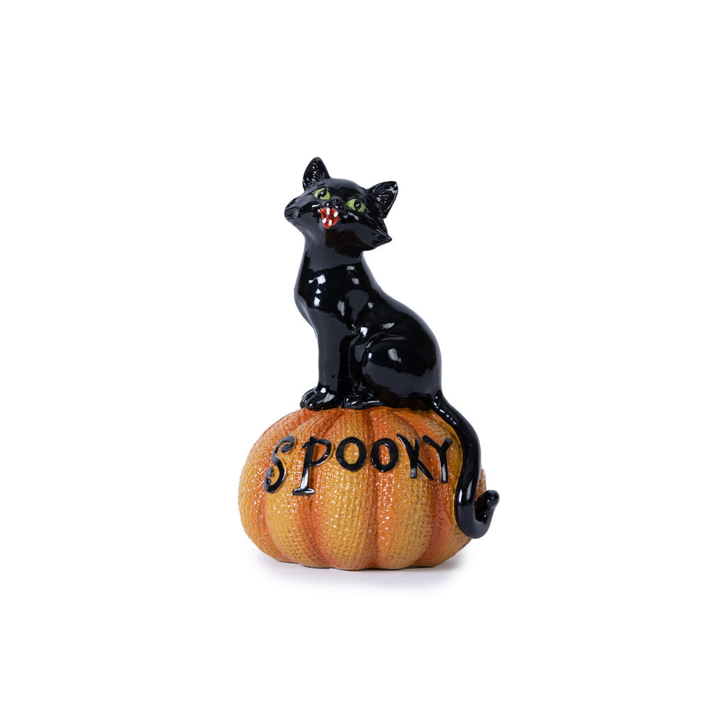 Black Cat on Pumpkin Figurine Set of 3 SpadezStore