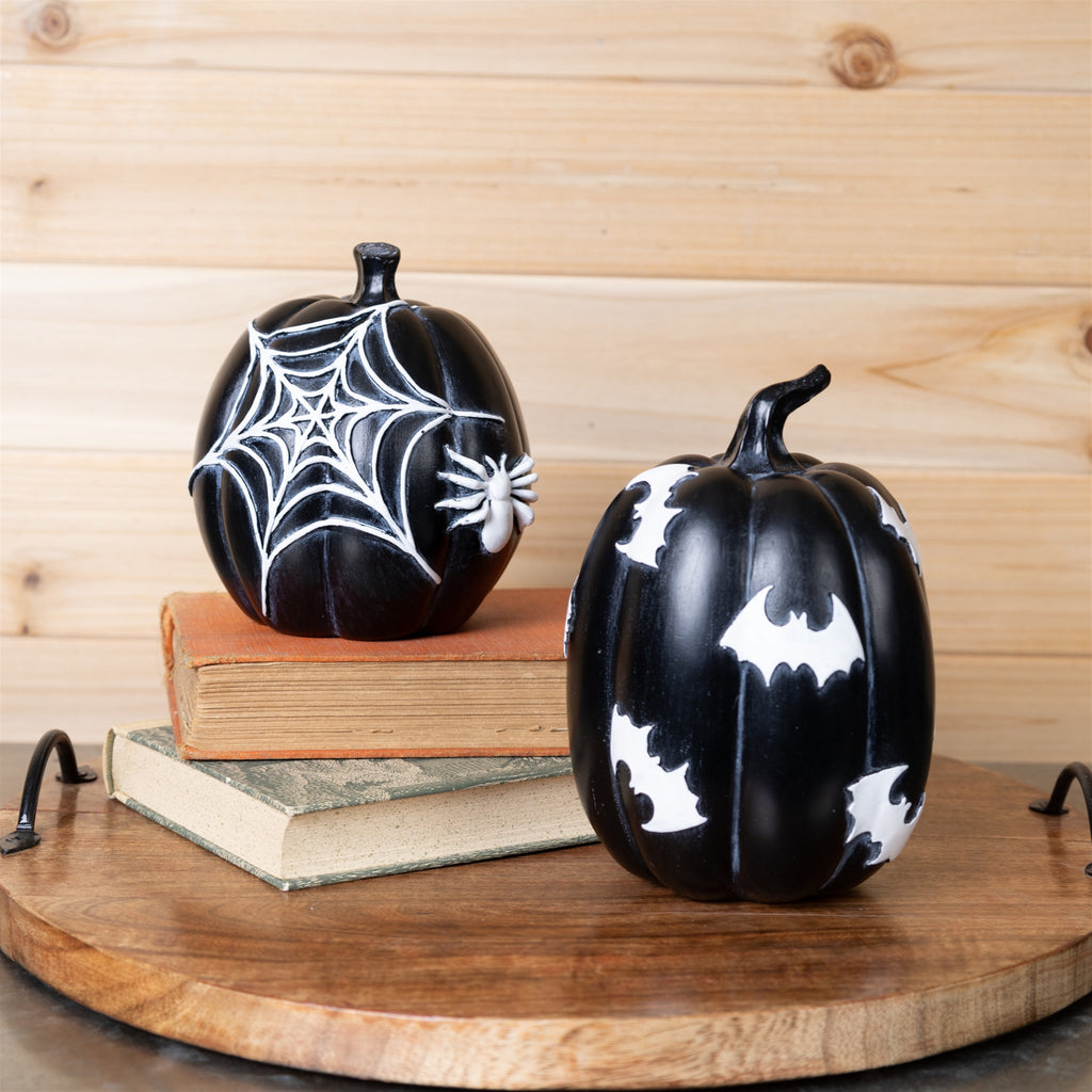 Halloween Spider and Bat Pumpkin Set of 2 SpadezStore