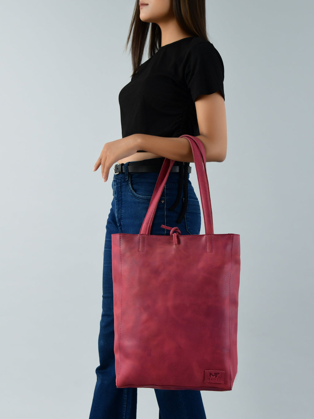 Classy Leather Bags Maroon Leather Tote Bag SpadezStore
