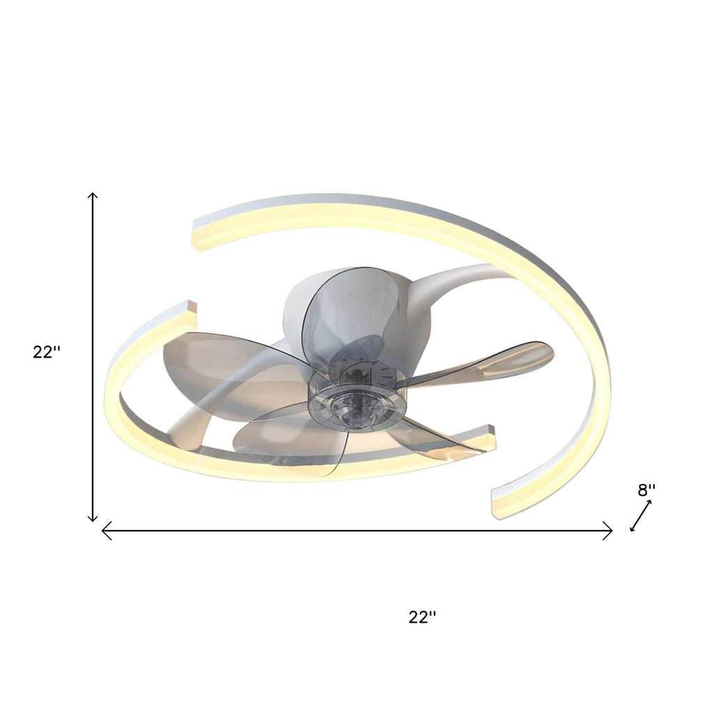 Blue and Gray Five Blade Dimmable Remote Control Integrated Light Ceiling Fan