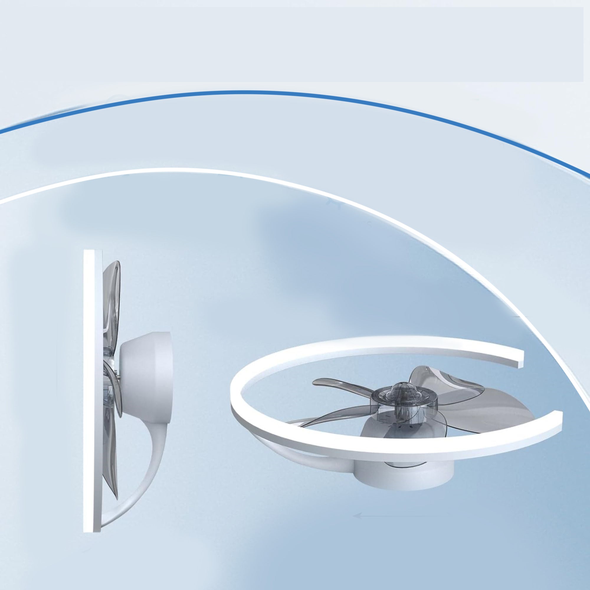 Blue and Gray Five Blade Dimmable Remote Control Integrated Light Ceiling Fan