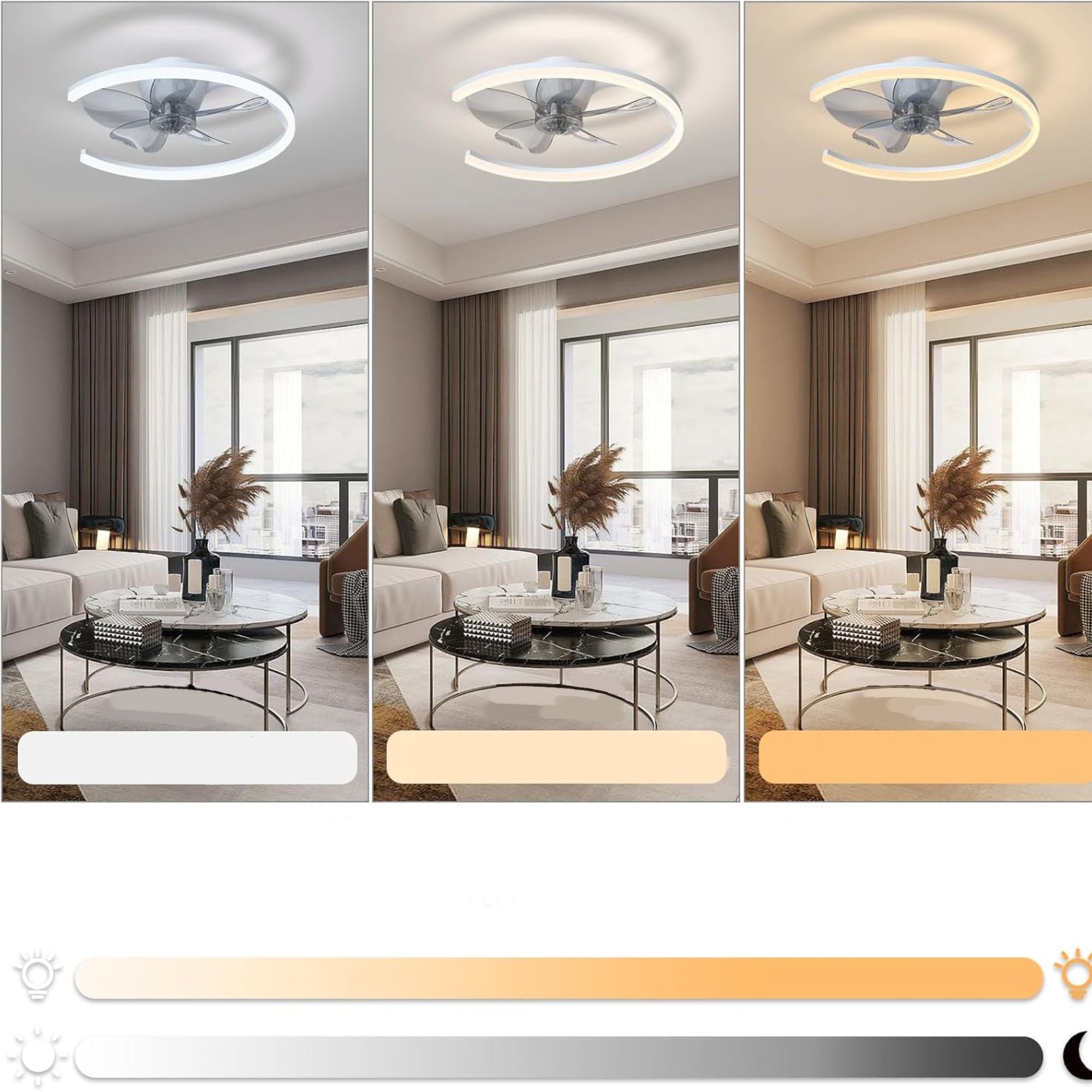 Blue and Gray Five Blade Dimmable Remote Control Integrated Light Ceiling Fan