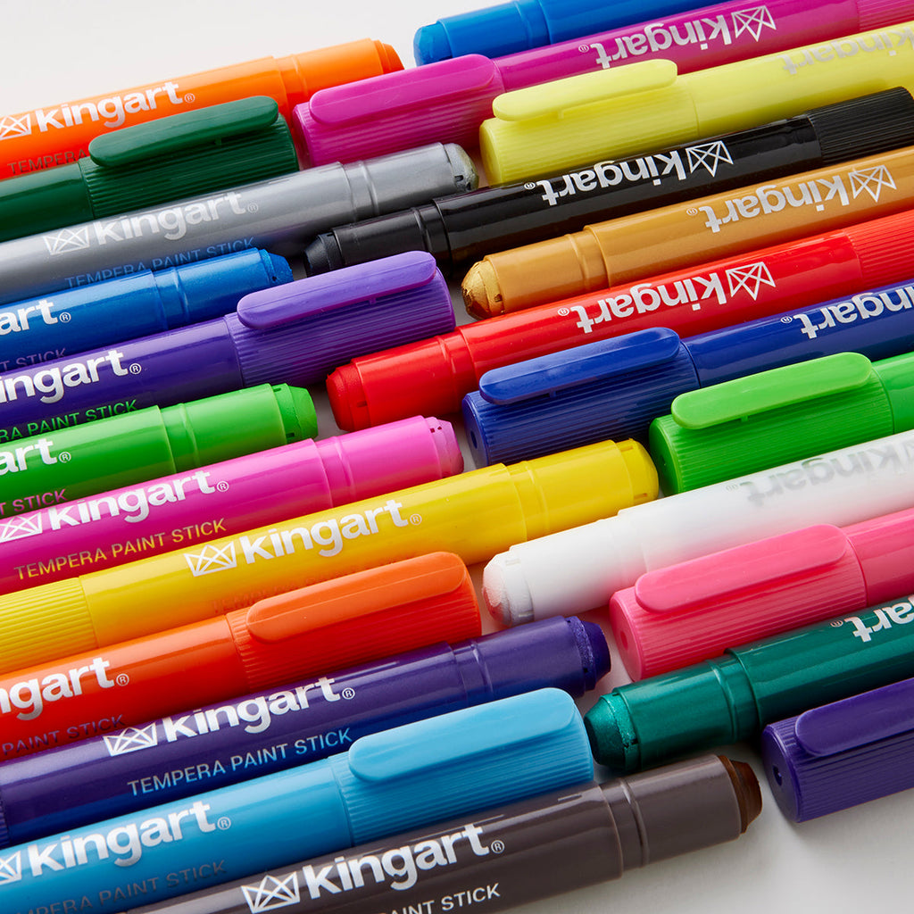 KINGART Tempera Paint Thin Sticks, 24 Colors