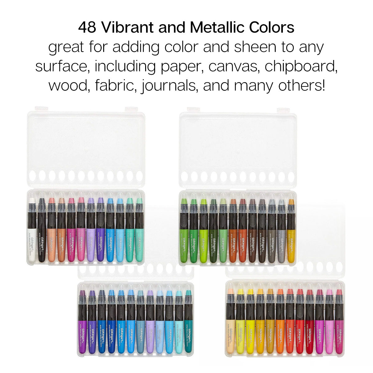 KINGART Mixed Media Gel Stick Crayons - 48 Colors