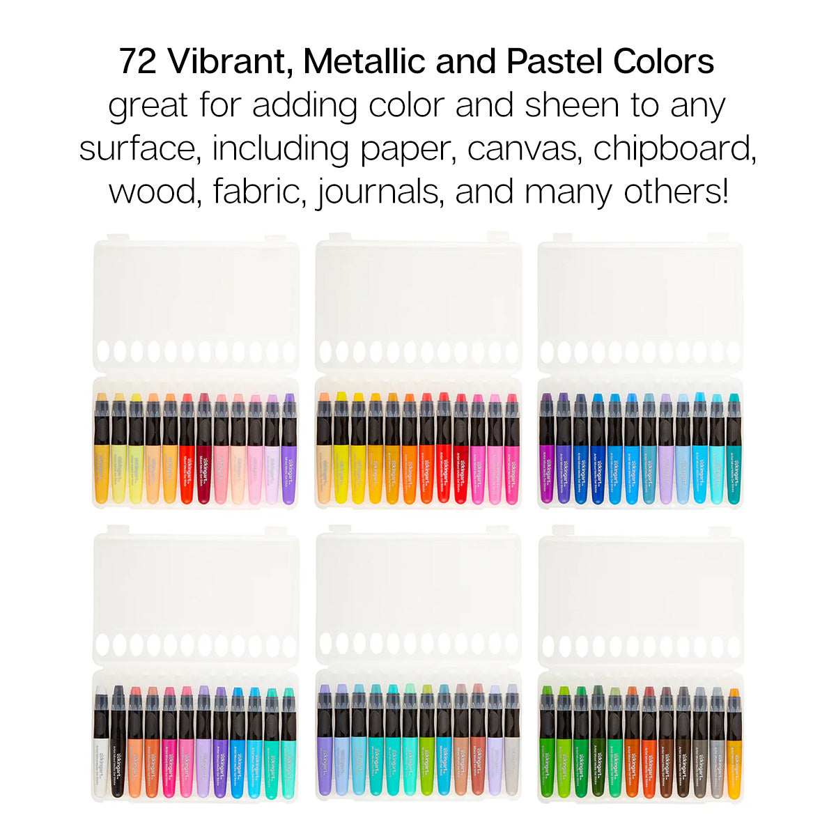 KINGART Mixed Media Gel Stick Crayons - 72 Colors
