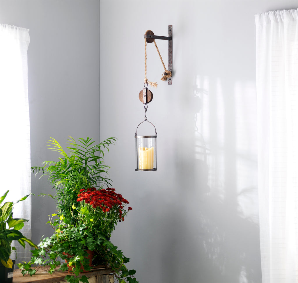 Industrial Pulley Mounted Canister Candleholder SpadezStore