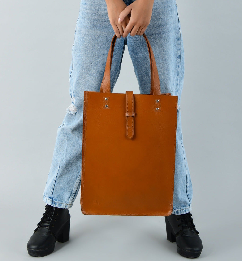 Classy Leather Bags Chestnut Elegance Leather Tote SpadezStore
