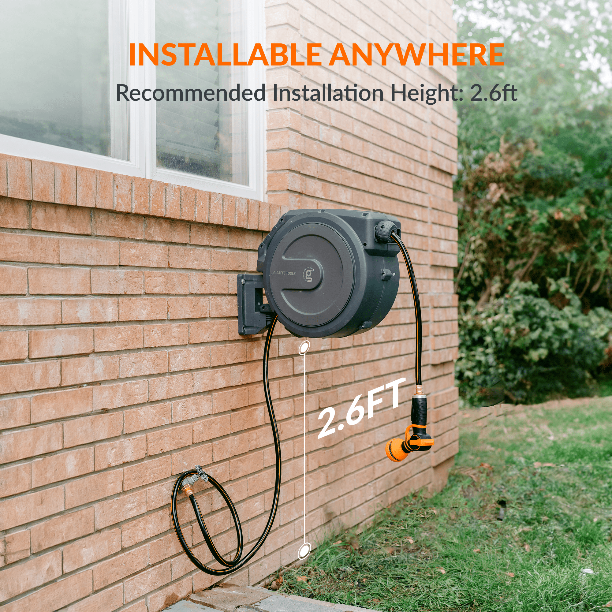 Giraffe Tools Retractable Garden Hose Reel-1/2in-100ft SpadezStore