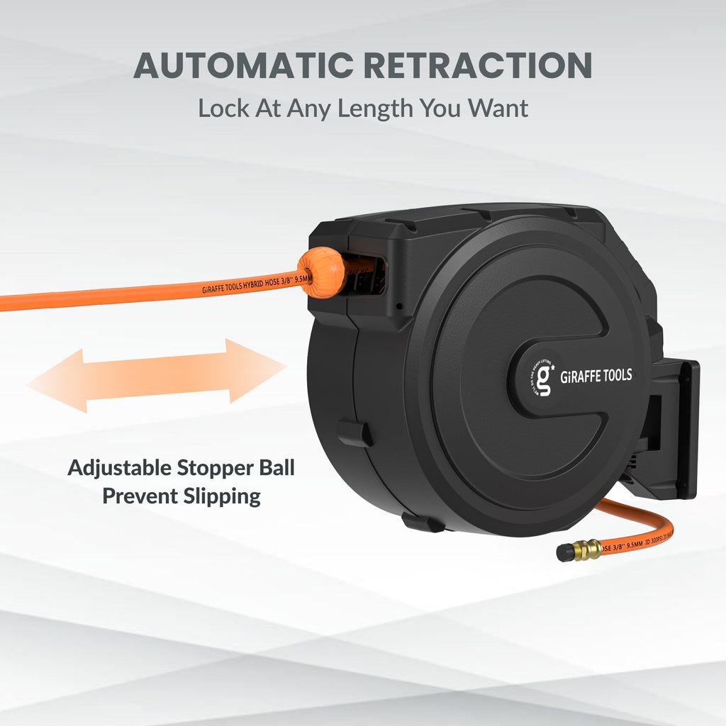 Giraffe Tools Retractable Air Hose Reel-PP Housing-3/8in-50ft SpadezStore