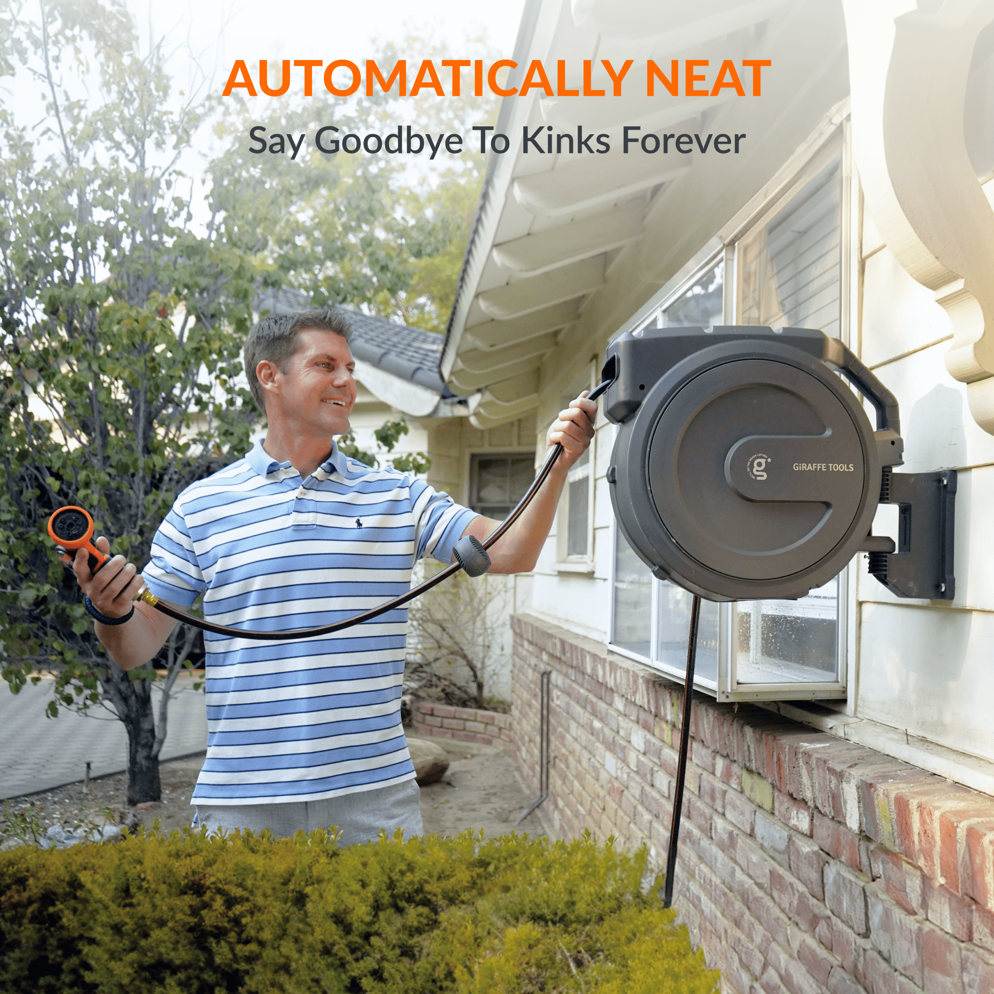 Giraffe Tools Retractable Garden Hose Reel-5/8 in-115ft SpadezStore