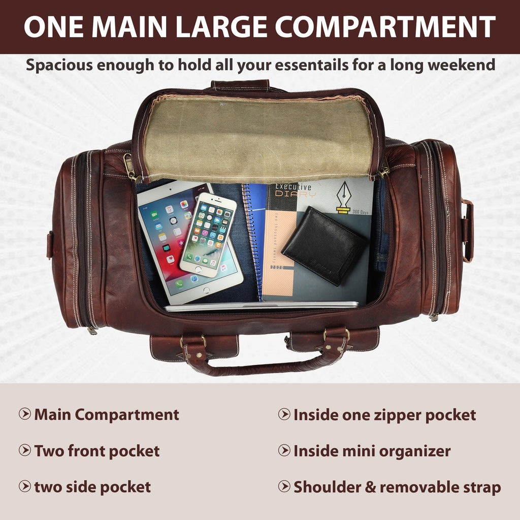 Classy Leather Bags Vintage Dark Brown Traveller Duffle Bag SpadezStore