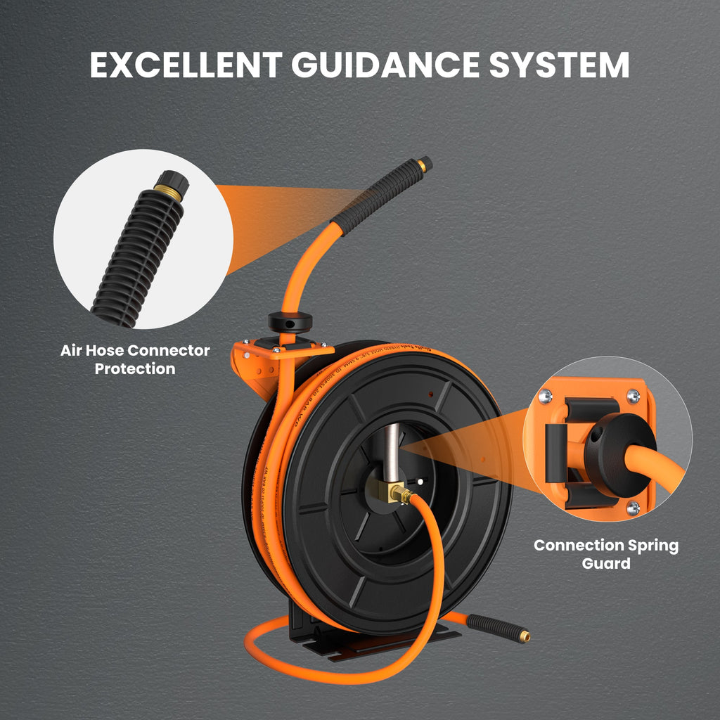 Giraffe Tools Retractable Air Hose Reel-Alloy Steel Reel-3/8in 25ft-50ft SpadezStore