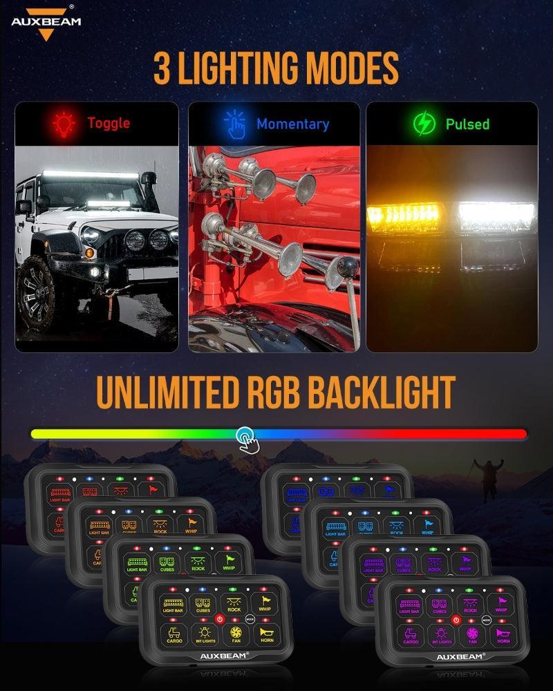 Auxbeam AR Series 6/8 Gang LED Switch Panel Off Road Light Controller SpadezStore