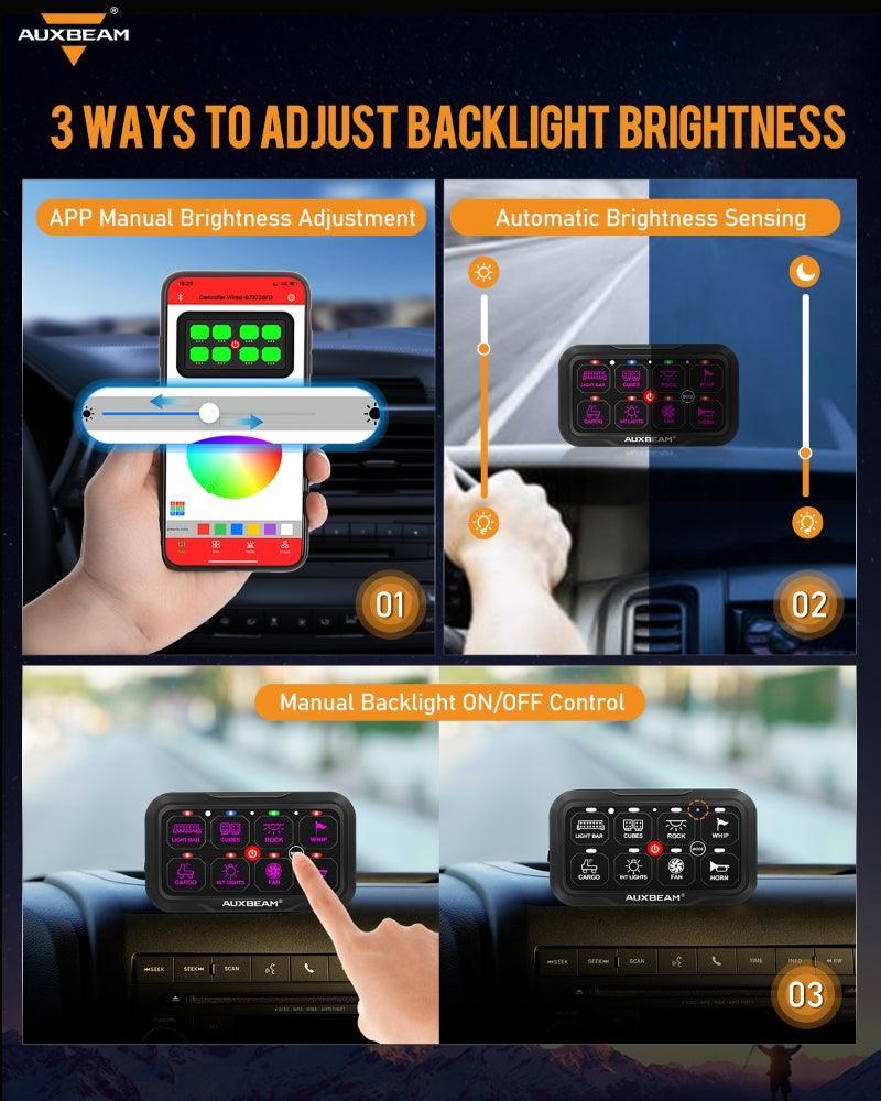 Auxbeam AR Series 6/8 Gang LED Switch Panel Off Road Light Controller SpadezStore