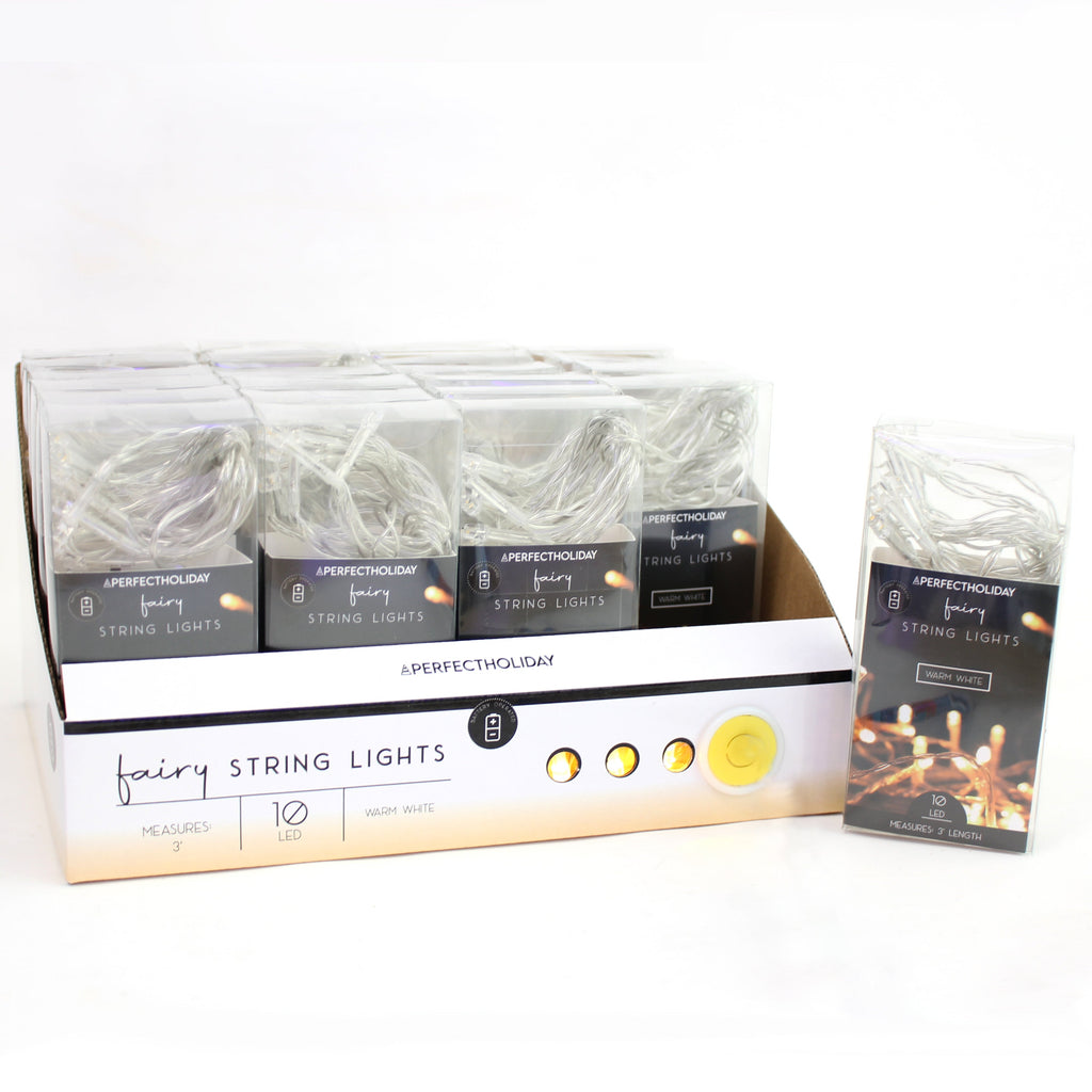 Perfect Holiday 10 LED Clear Cable String Light - Battery Operated SpadezStore