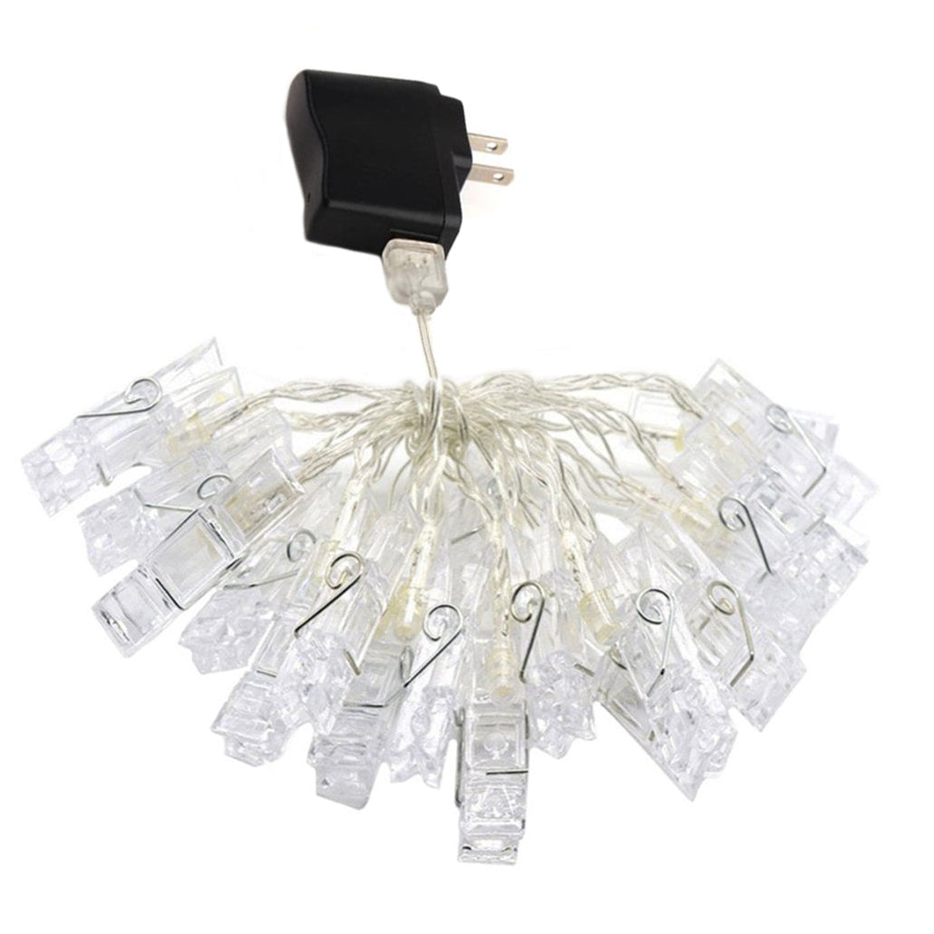 Perfect Holiday 40 LED Large Photo Clip Clear Cable Lights - Plug in SpadezStore