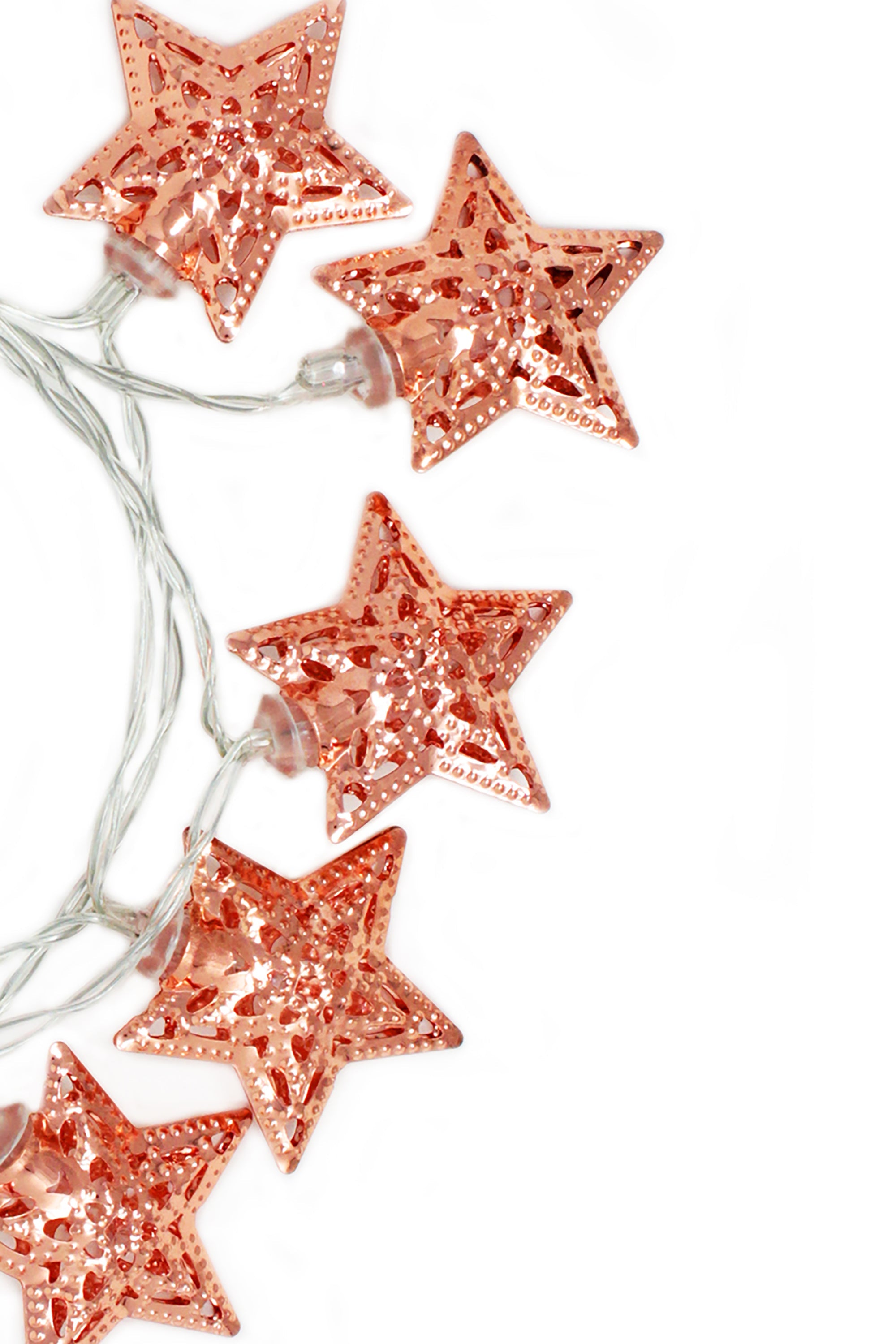 Perfect Holiday 10 LED String Light w/rose gold Small Metal Star B/O-Warm White SpadezStore