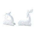 Modern White Stone Laying Deer Figurine Set of 2 SpadezStore