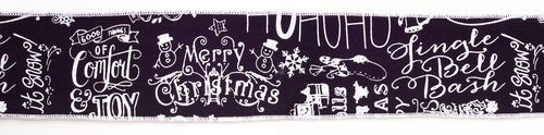 Black and White Christmas Sentiment Ribbon Set of 2 SpadezStore