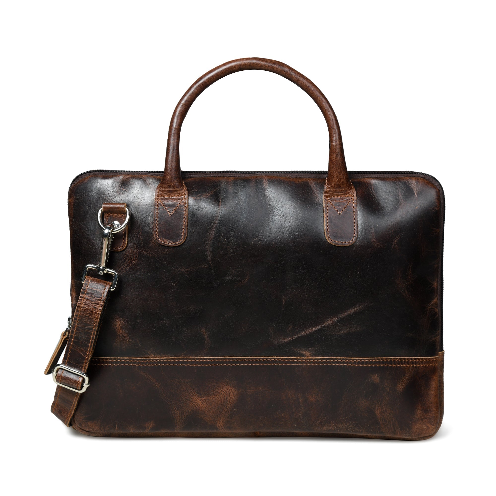 Modernist Leather Laptop Bag-Dark Brown SpadezStore