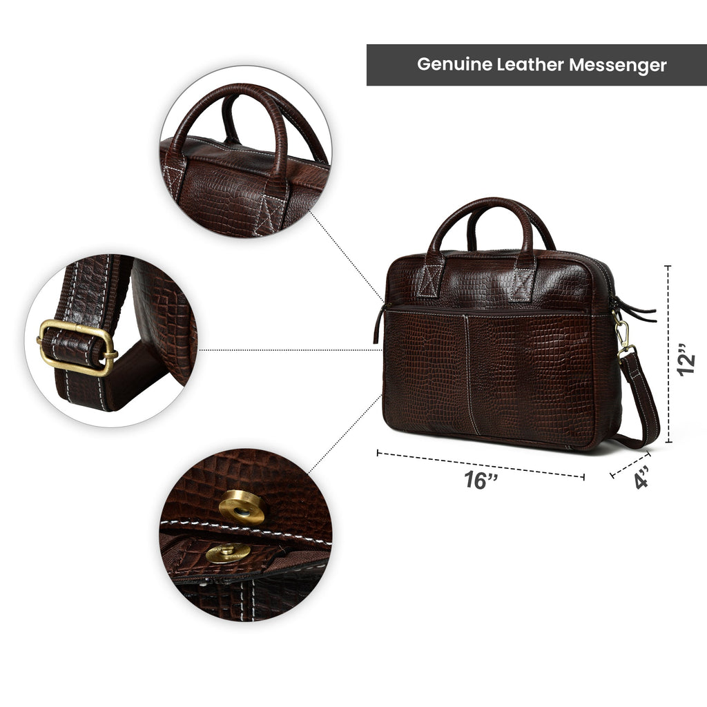 Classy Leather Bags Laurent Leather Briefcase- Dark Brown SpadezStore