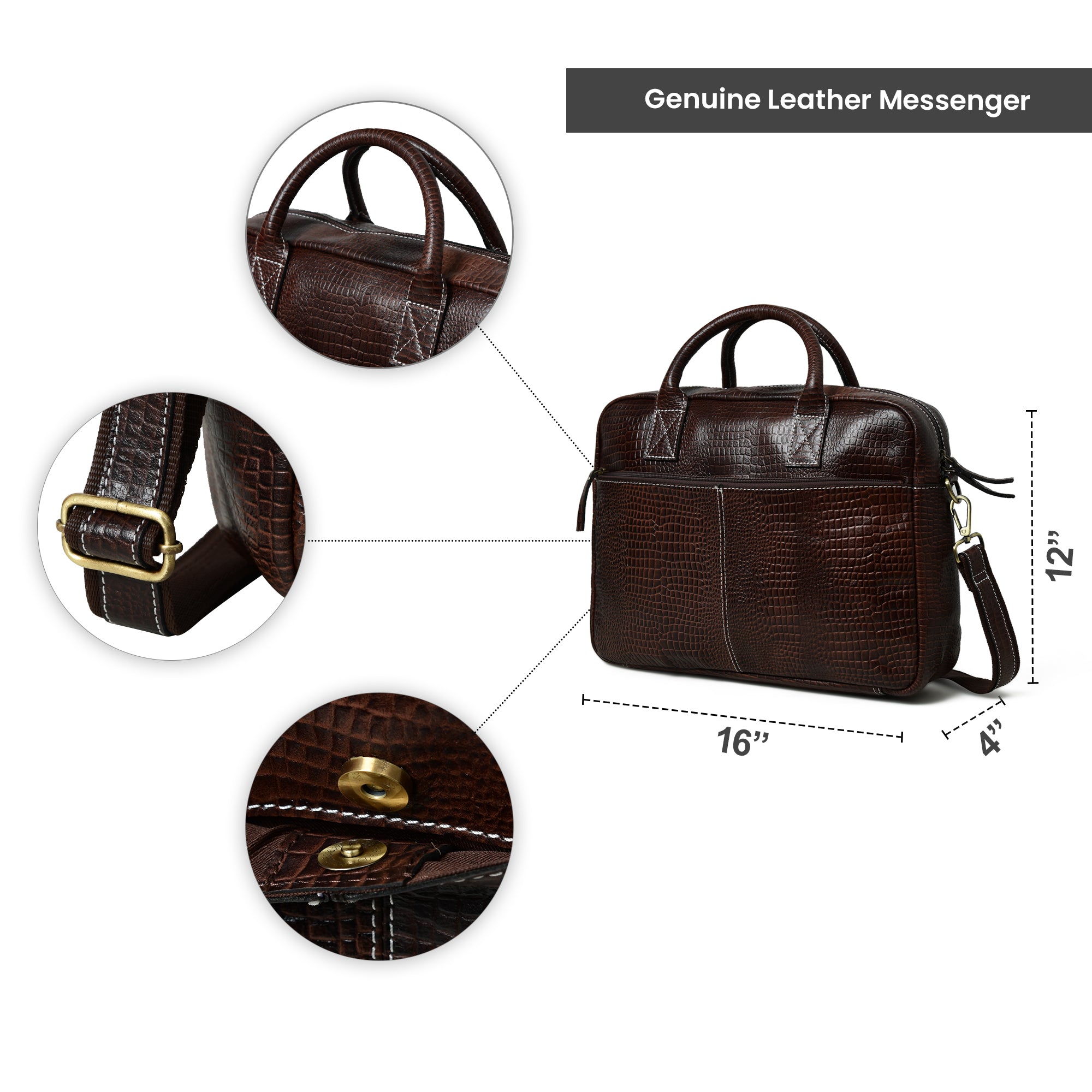 Classy Leather Bags Laurent Leather Briefcase- Dark Brown SpadezStore