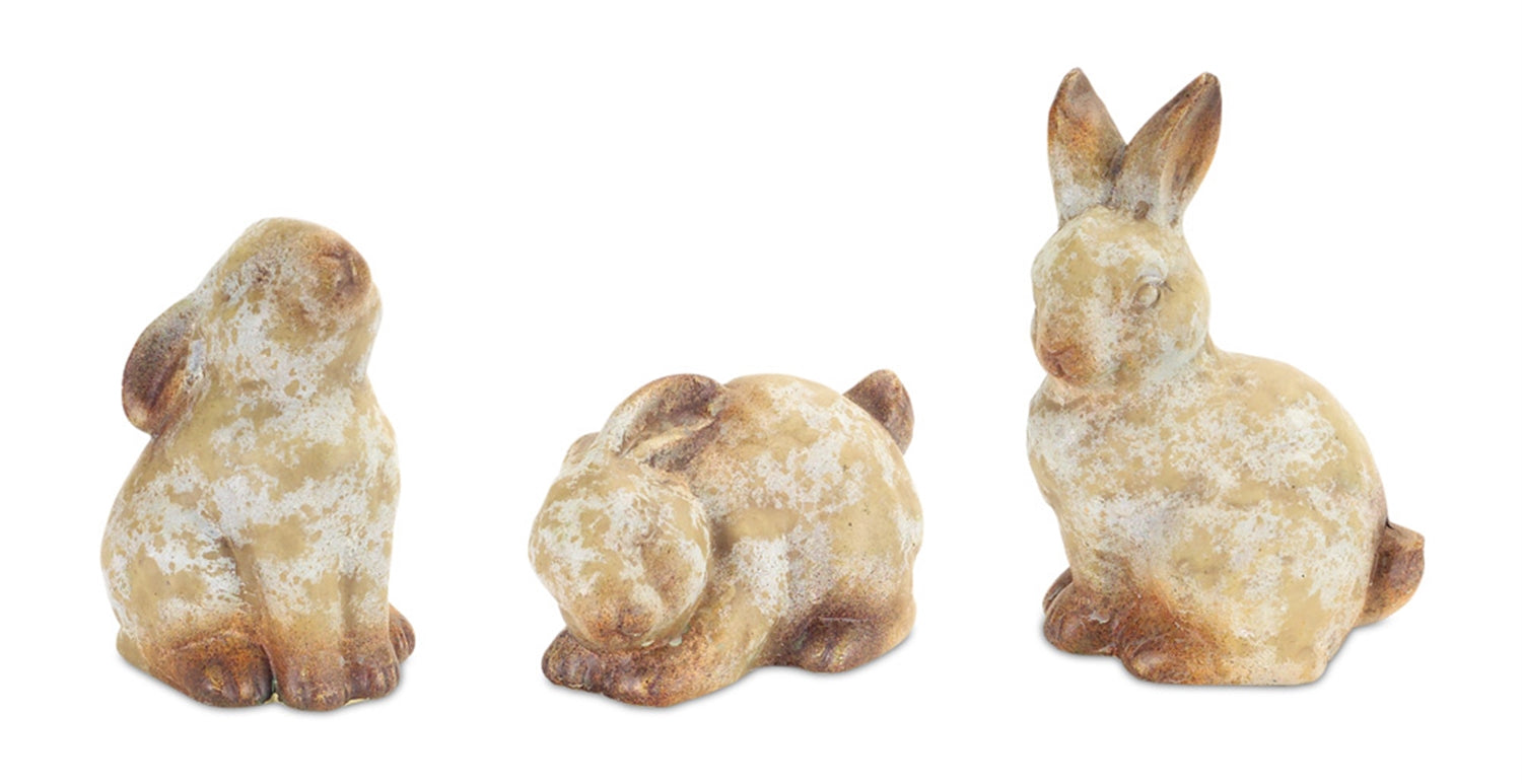 Weathered Terra Cotta Rabbit Garden Statue Set of 6 SpadezStore