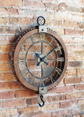 Open Face Industrial Wall Clock w/Hook Accent 22"D SpadezStore